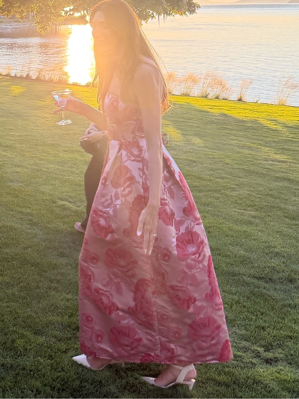 Lulu’s Elsa Light Pink Floral Jacquard Strapless Maxi Dress - Picture 2 of 4